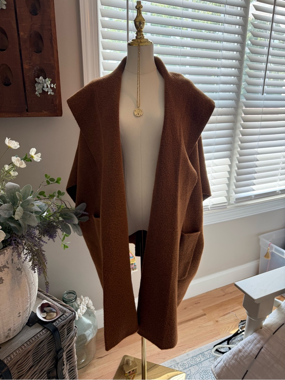 Brown Open-Front Women's Shacket